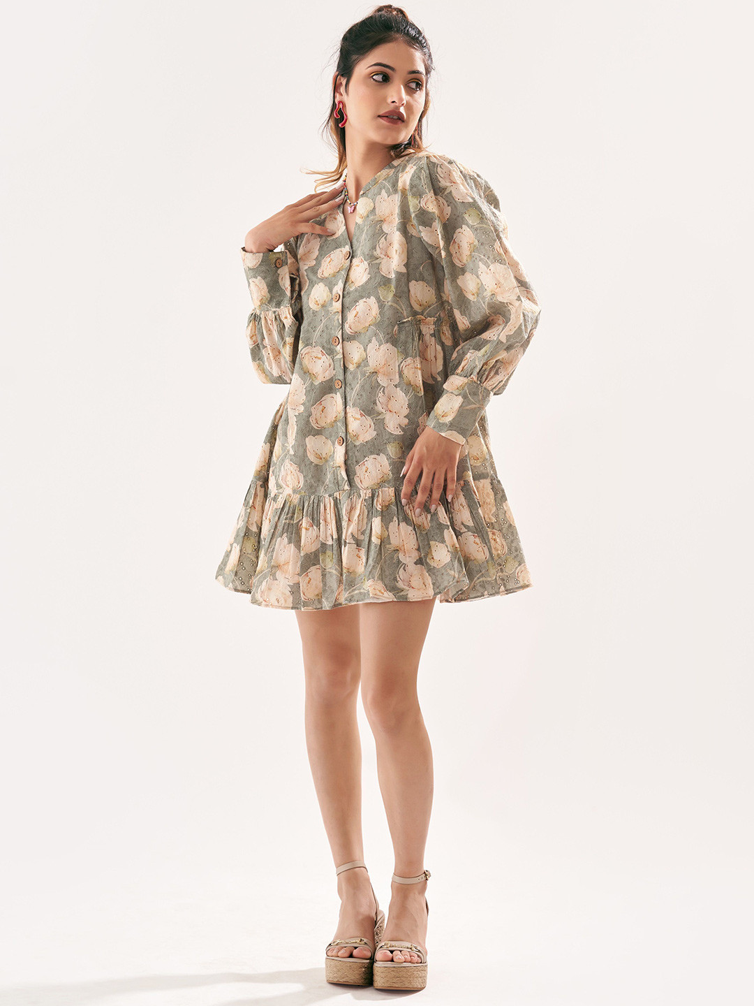 BOONS n PERKKS Floral Printed Fit & Flare Mini Dress