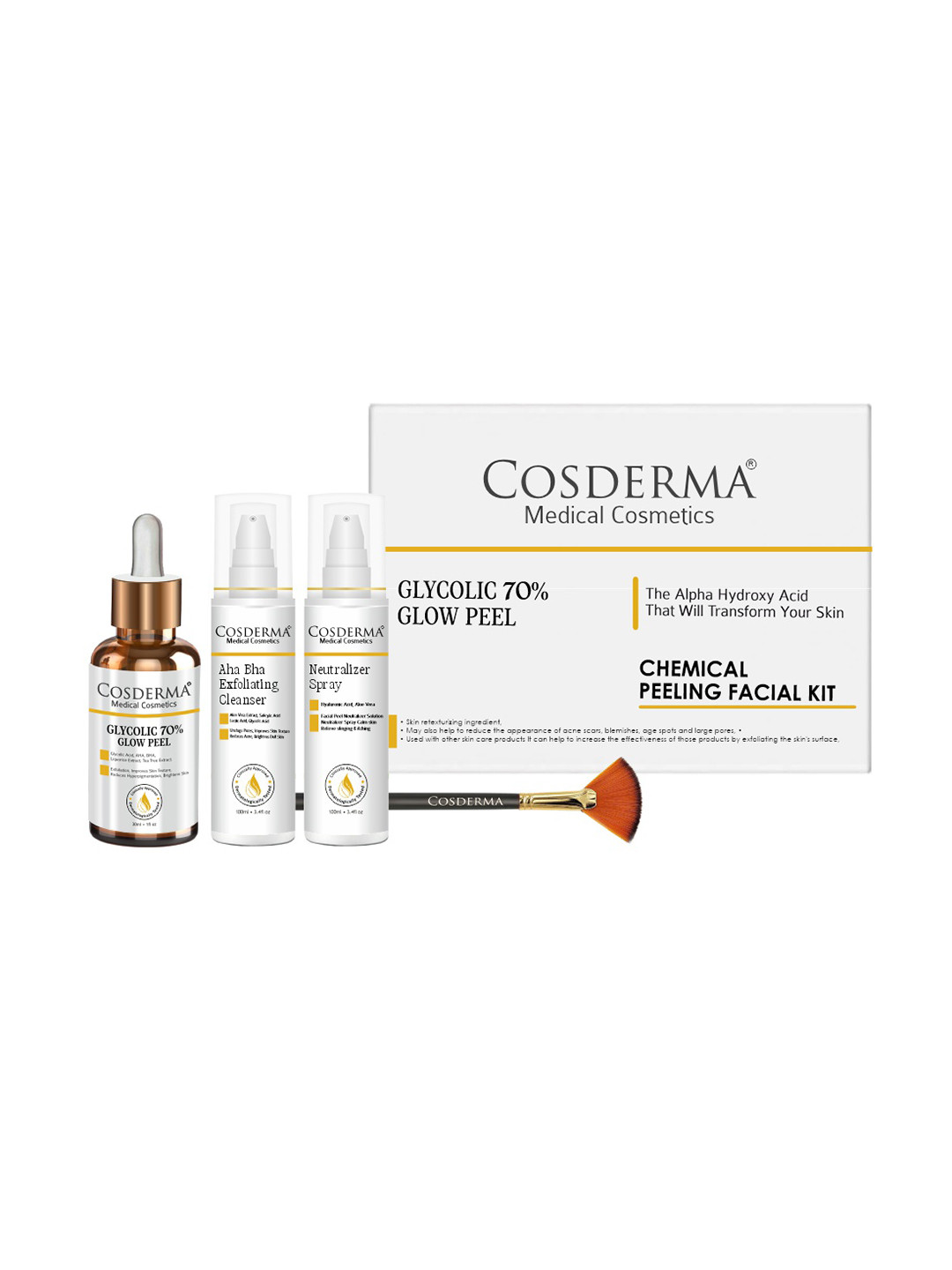 COSDERMA Glycolic 70% Glow Peel Chemical Peeling Facial Kit