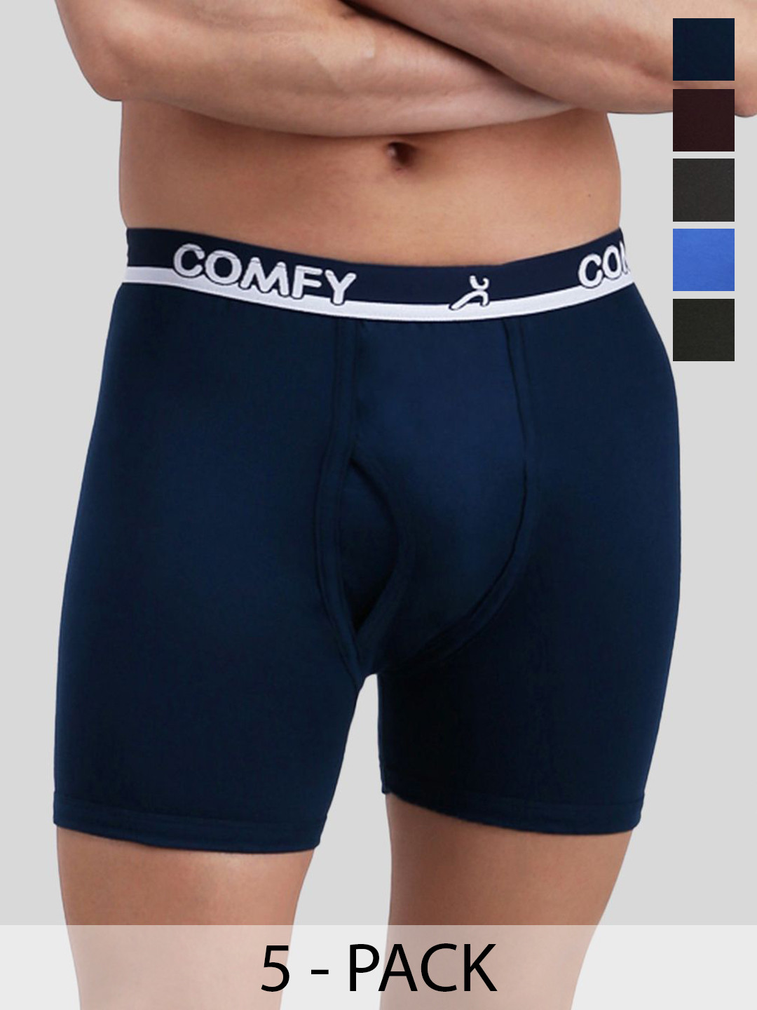 AMUL COMFY Pack Of 5 Pure Cotton TrunksAC-PCLTROE-MULTI-S-5PC