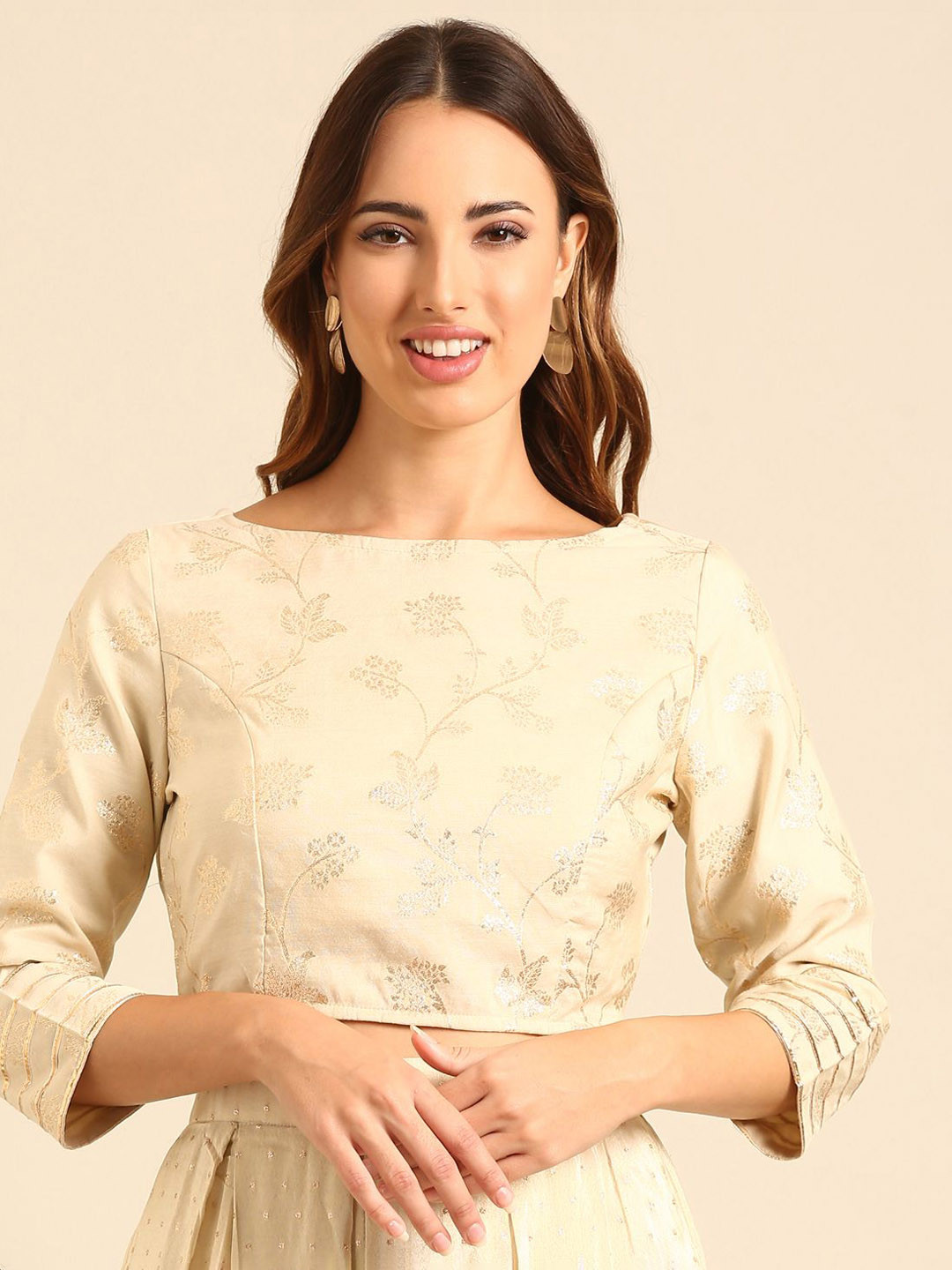 De Moza Woven Design Non-Padded Saree Blouse