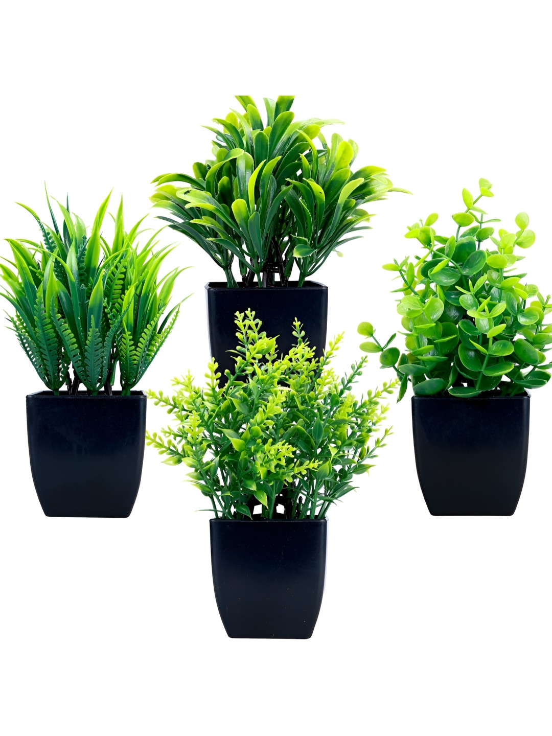 KAAF Black 4 Pieces Artificial Plant With Pot