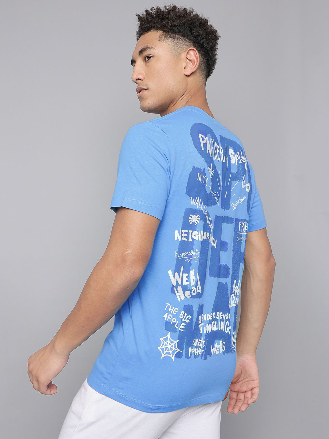 Free Authority Men Spider-Man Printed Pure Cotton Printed Regular fit T-Shirts