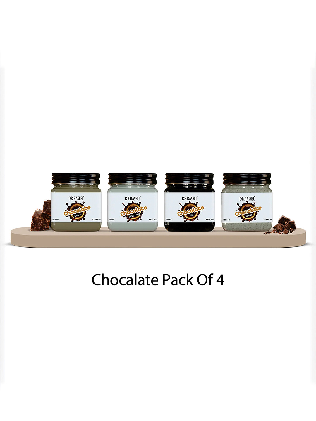 DR.RASHEL Set Of 4 Chocolate Cream, Face Pack, Gel & Scrub 380 ml Each