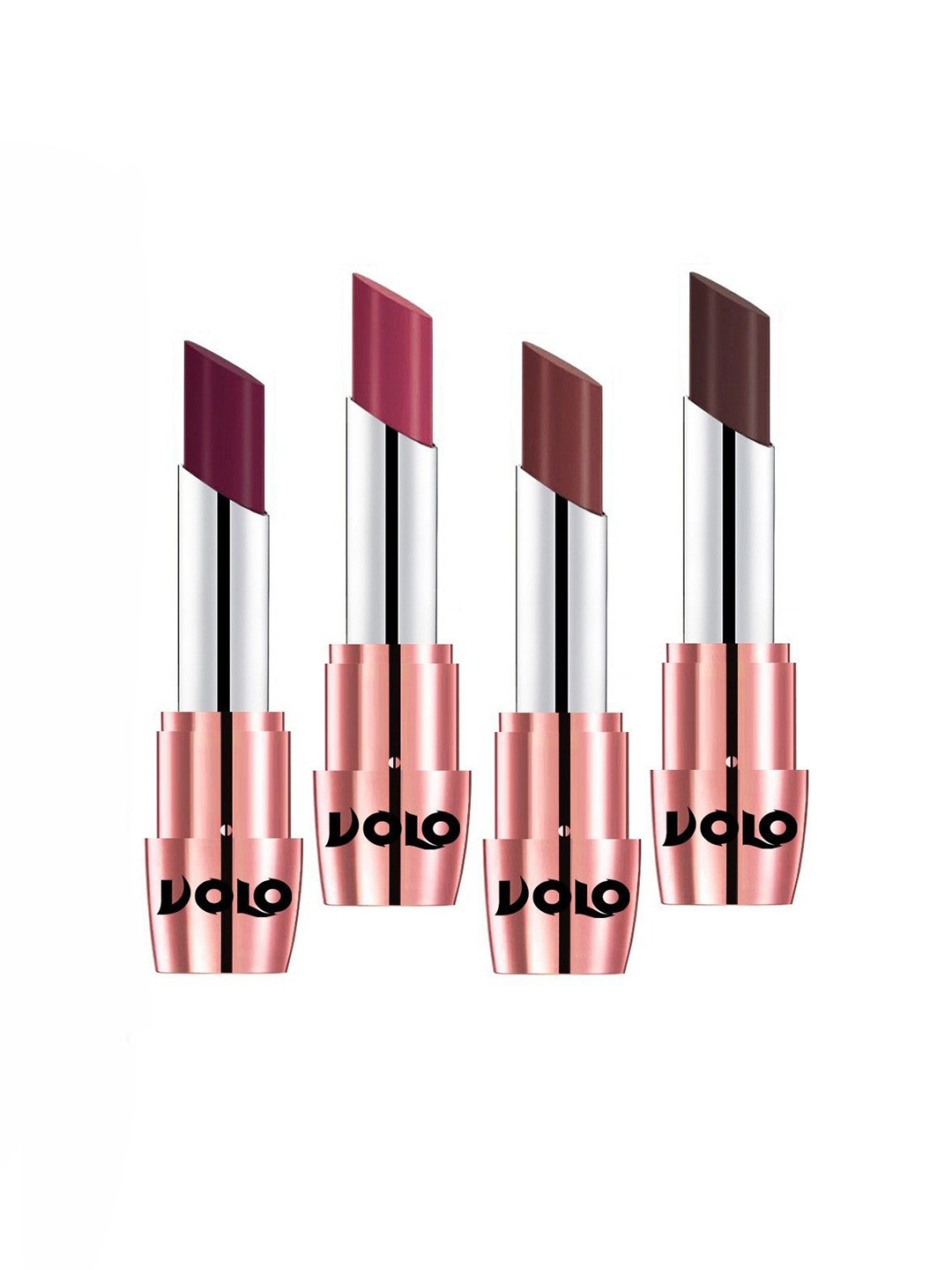 VOLO Set Of 4 Creme Matte Lipsticks - 3.5 g Each - Coffee-Wine-Chocolate-Rose Pink