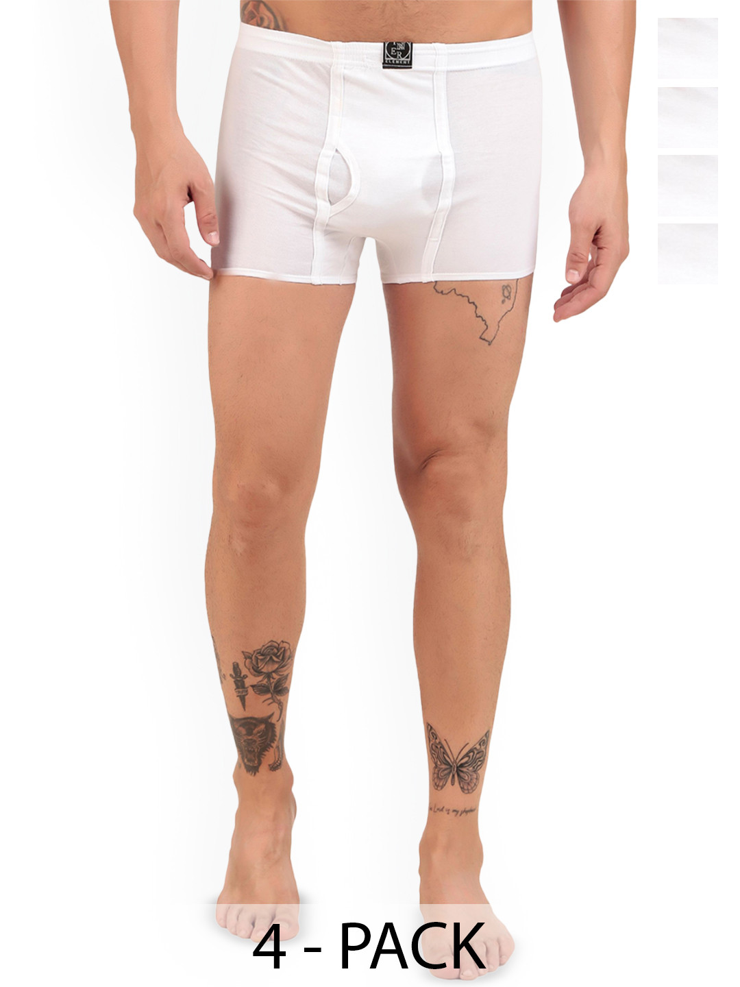 inner element Men Pack Of 4 Pure Cotton Trunk MINI_Trunk_White_Pk4_XS