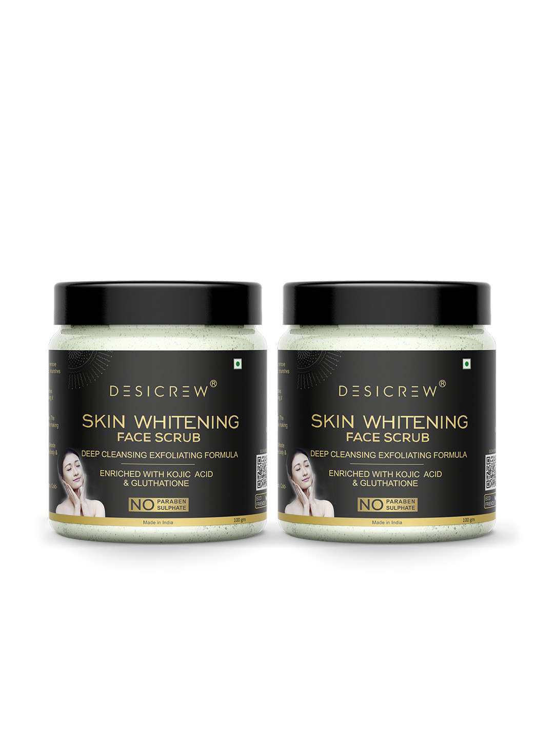 Desi Crew Set Of 2 Skin Whitening Face Scrub With Kojic Acid & Glutathione - 100 g Each