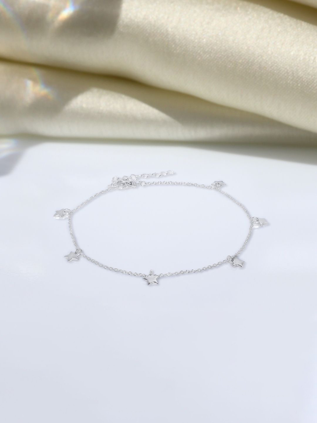 HighSpark 925 Sterling Silver Tiny Stellar Star Charm Anklet