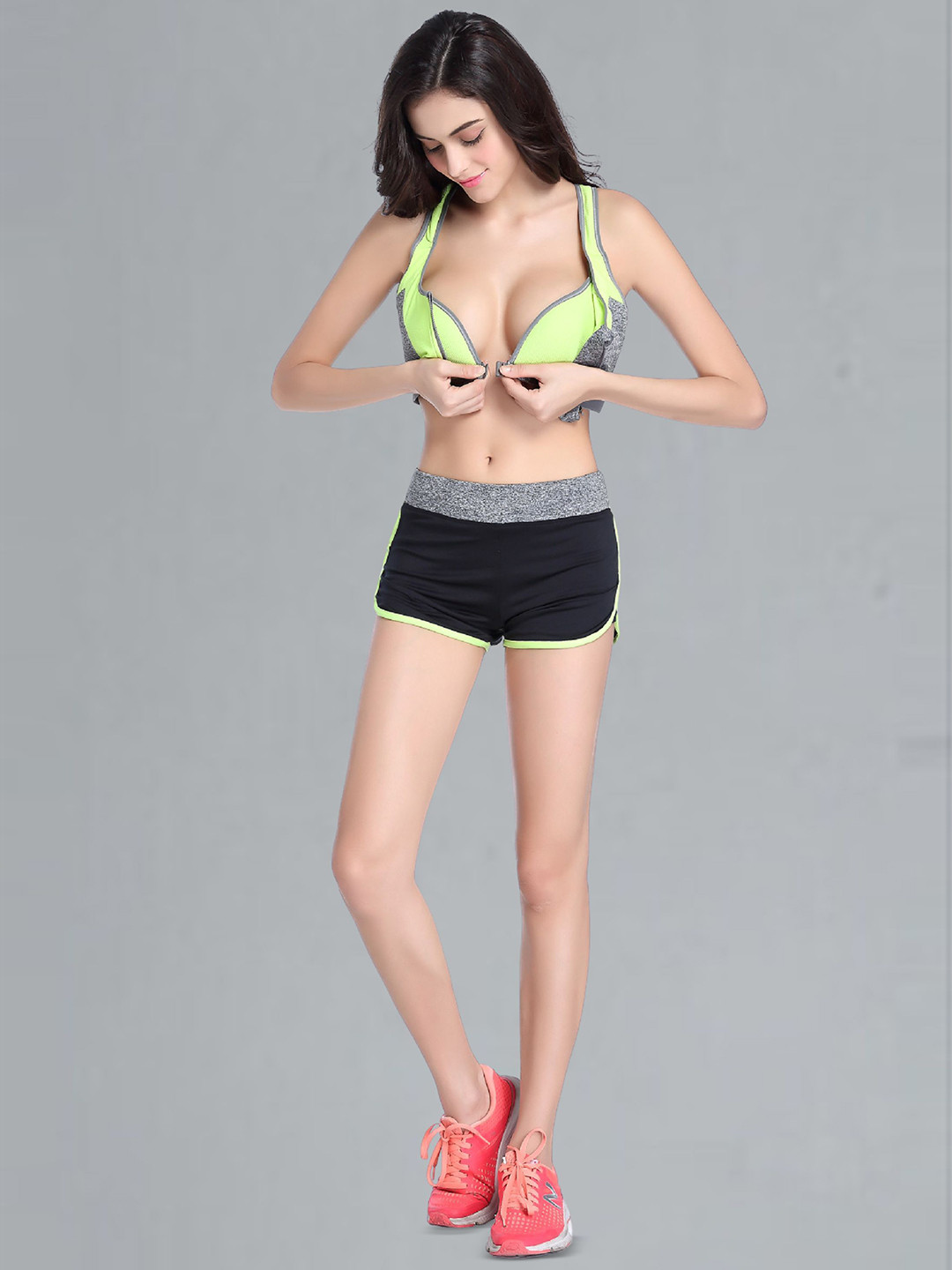 Fabme Women Solid Full Coverage Heavily Padded Front Closure Workout Bra