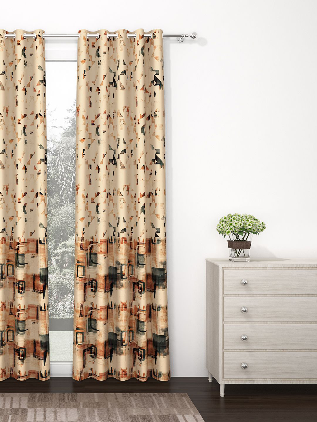 Story@home Beige Room Darkening Long Door Curtain