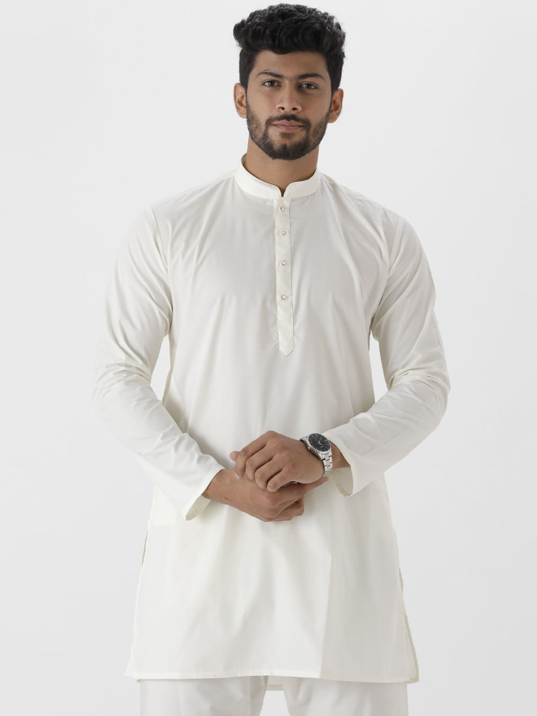 Ramraj Mandarin Collar Straight Short Kurta