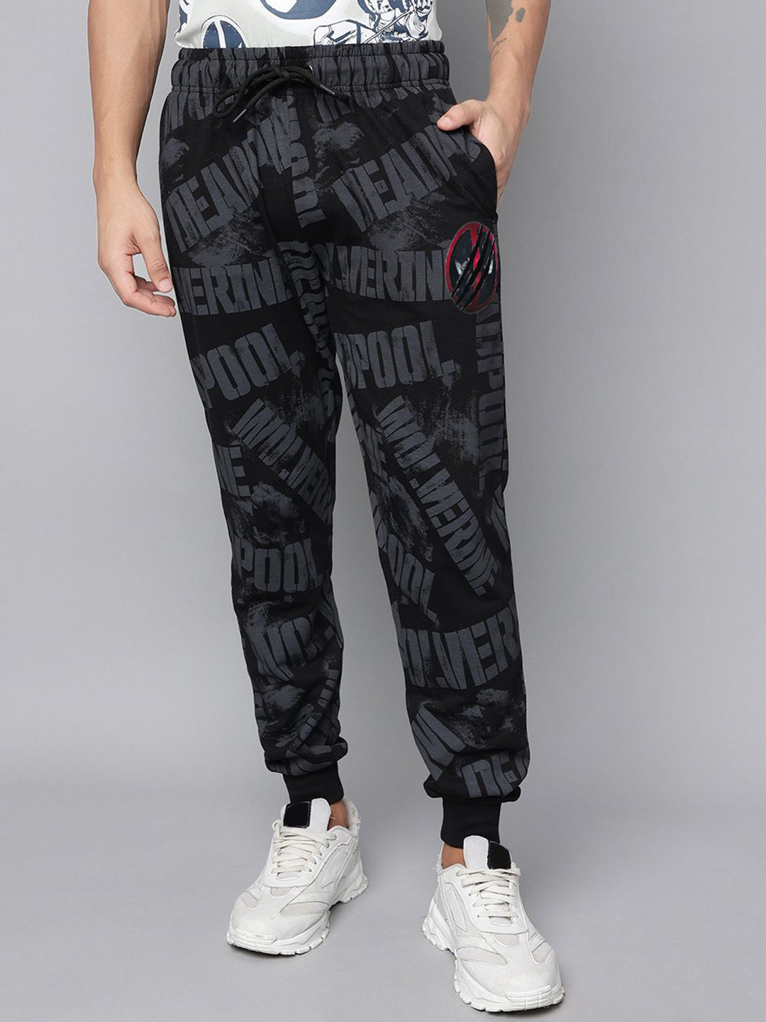 Free Authority Men Deadpool & Wolverine Printed Mid-Rise Joggers
