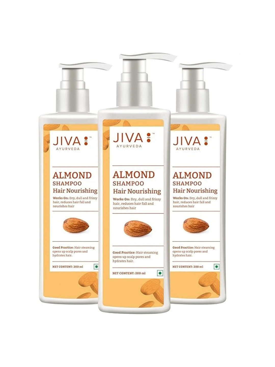 Jiva Set Of 3 Ayurveda Almond Shampoo For Hair Growth 200 ml Each