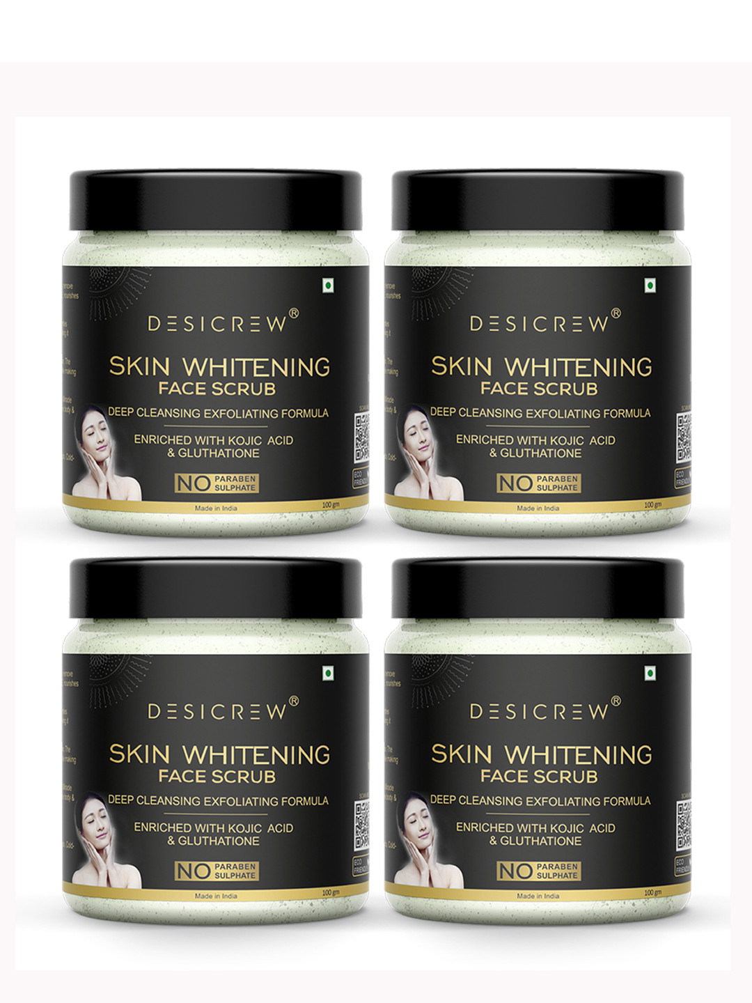 Desi Crew Set Of 4 Skin Whitening Scrub -100g Each