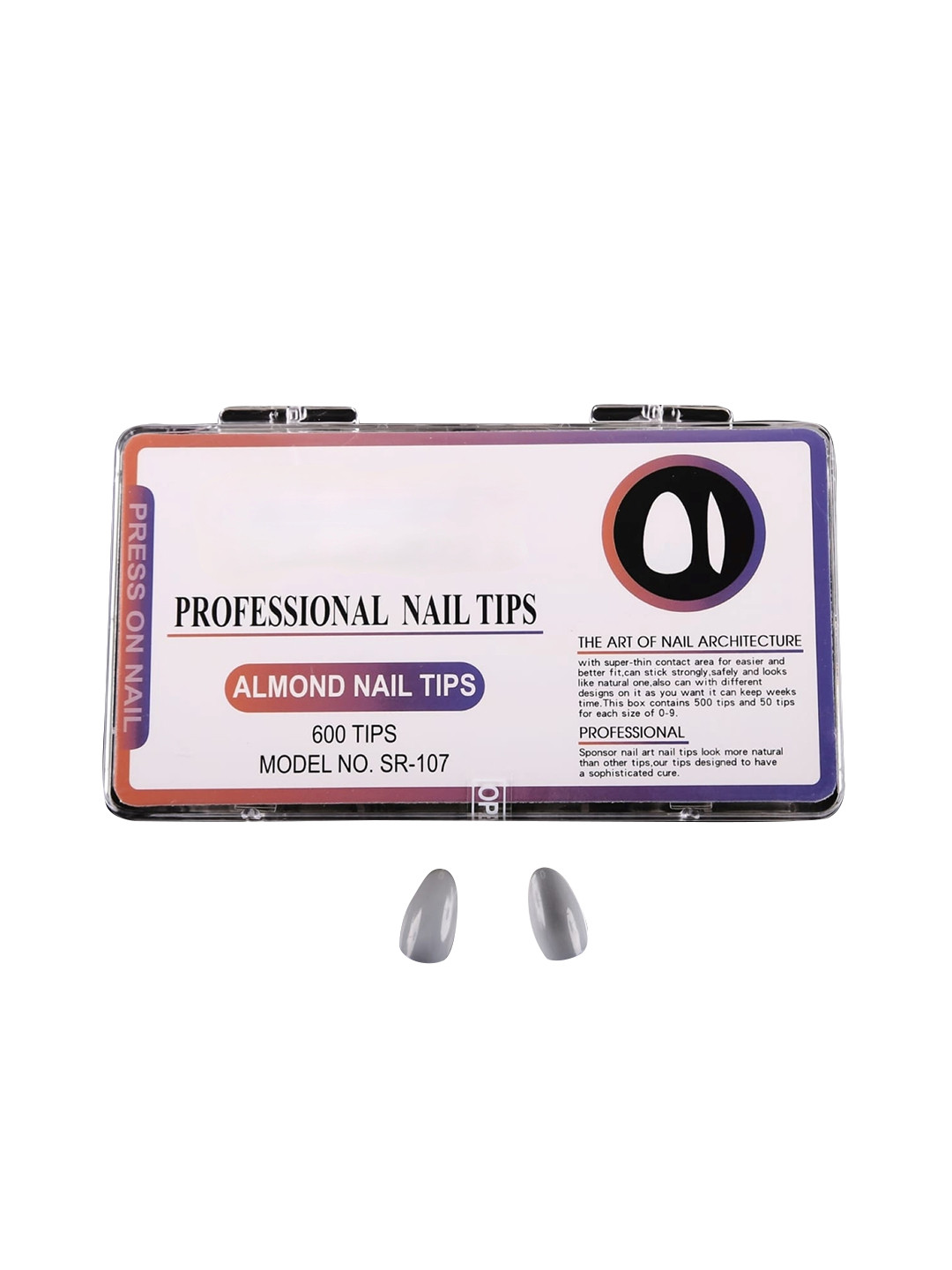 RANORE 600-Pcs Acrylic Almond Press-On Nail Extension Tips - White