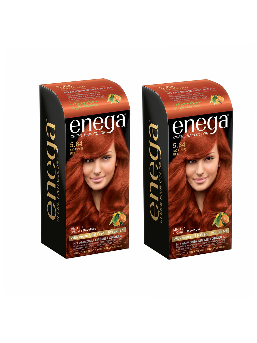 Enega Set Of 2 No Ammonia Hair Colour-150ml Each- Copper Red