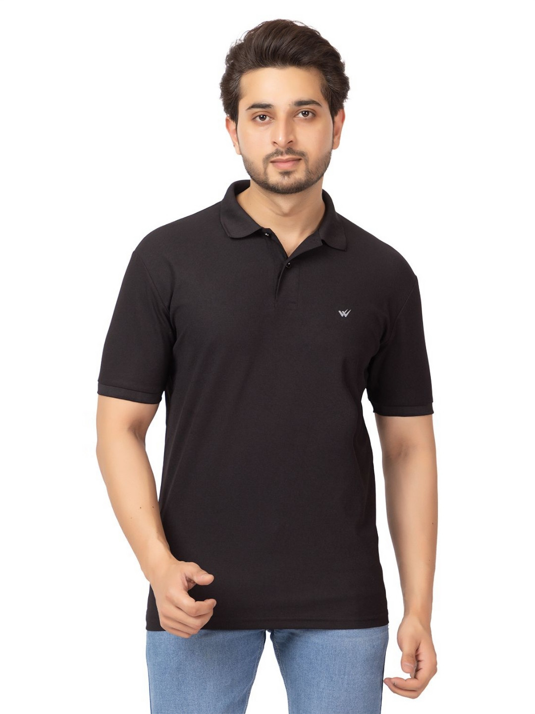 WILD COPS Men Solid Polo Collar Relaxed Fit T-shirt