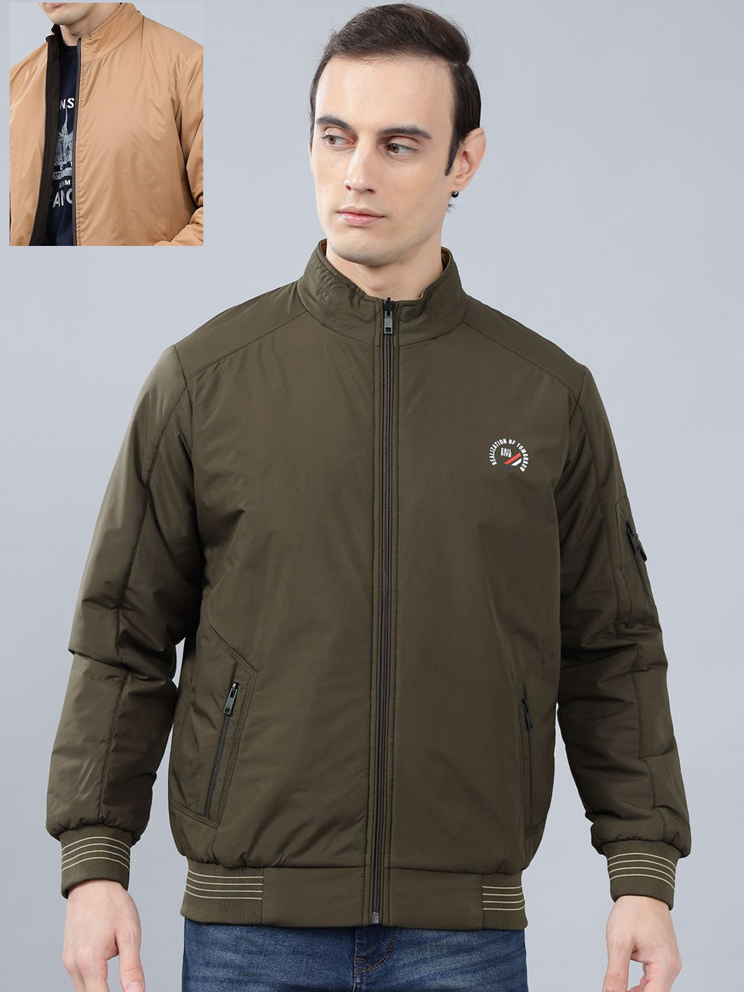 Cantabil Men Reversible Front Open Winter Jacket