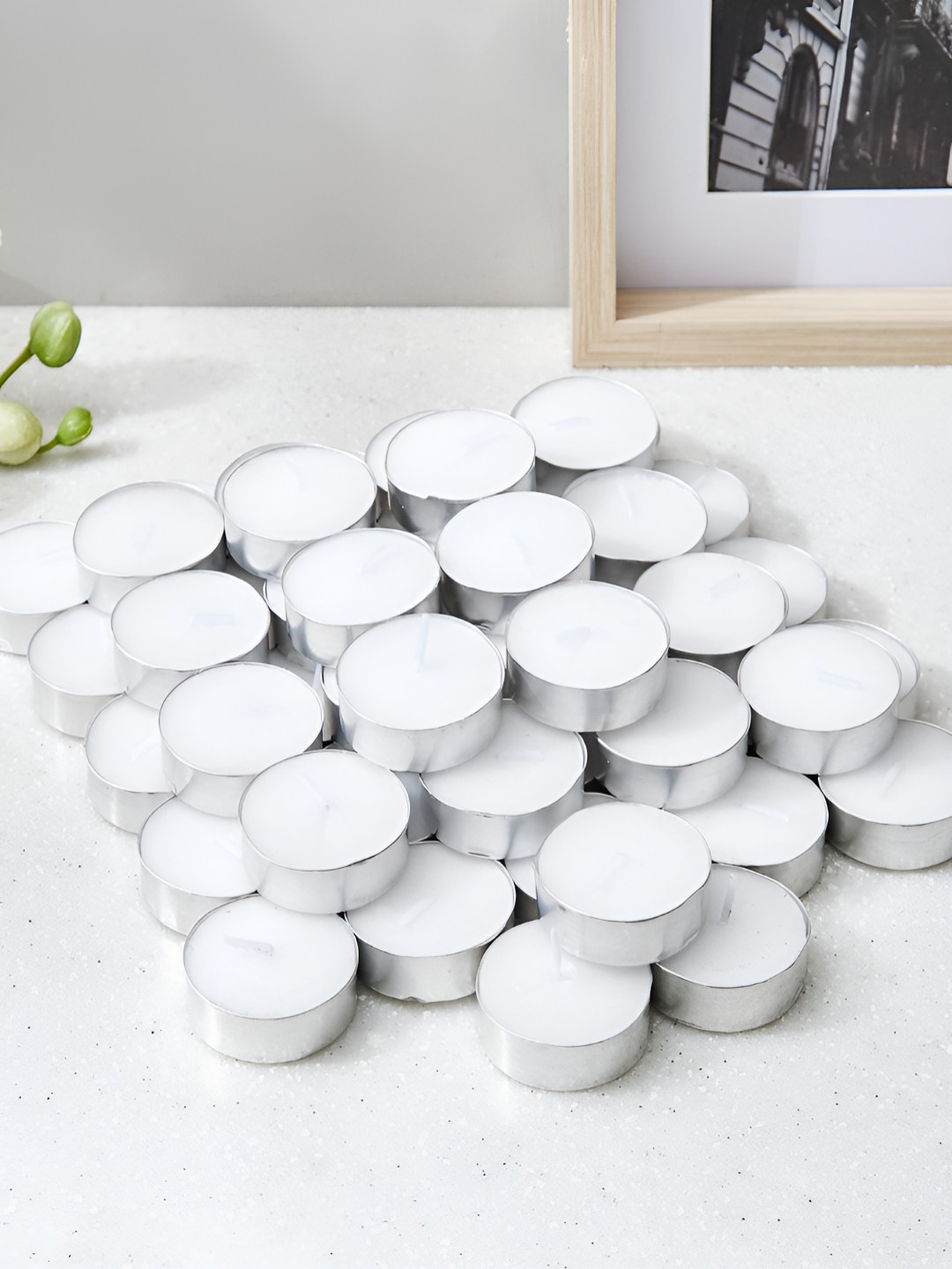 Aromatic Fables Blended Wax 50Pcs 1 Wick Jasmine Solid Round Regular Tea Light Candles