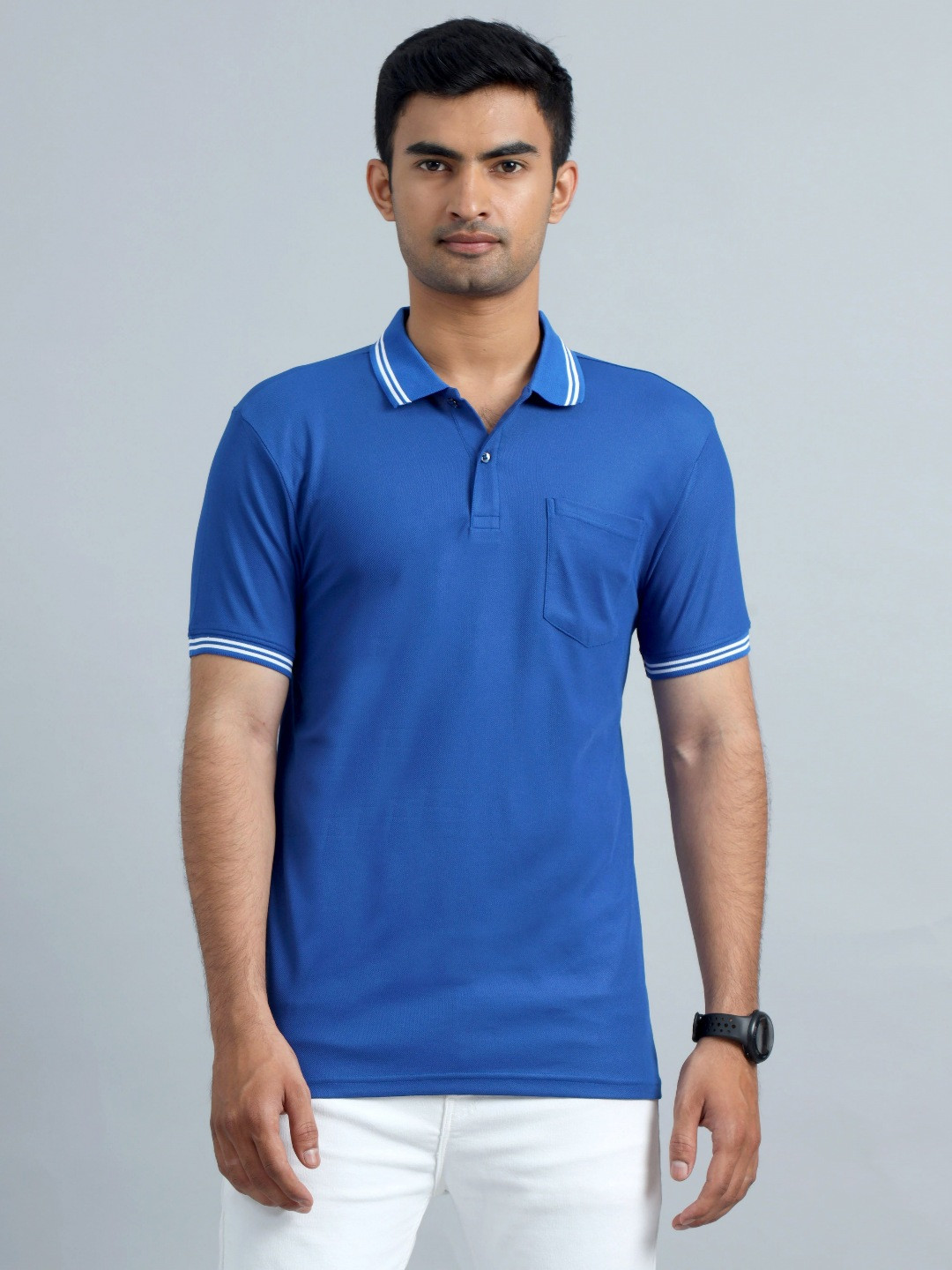 ECOLINE Clothing Men Antimicrobial Solid Polo Collar T-shirt