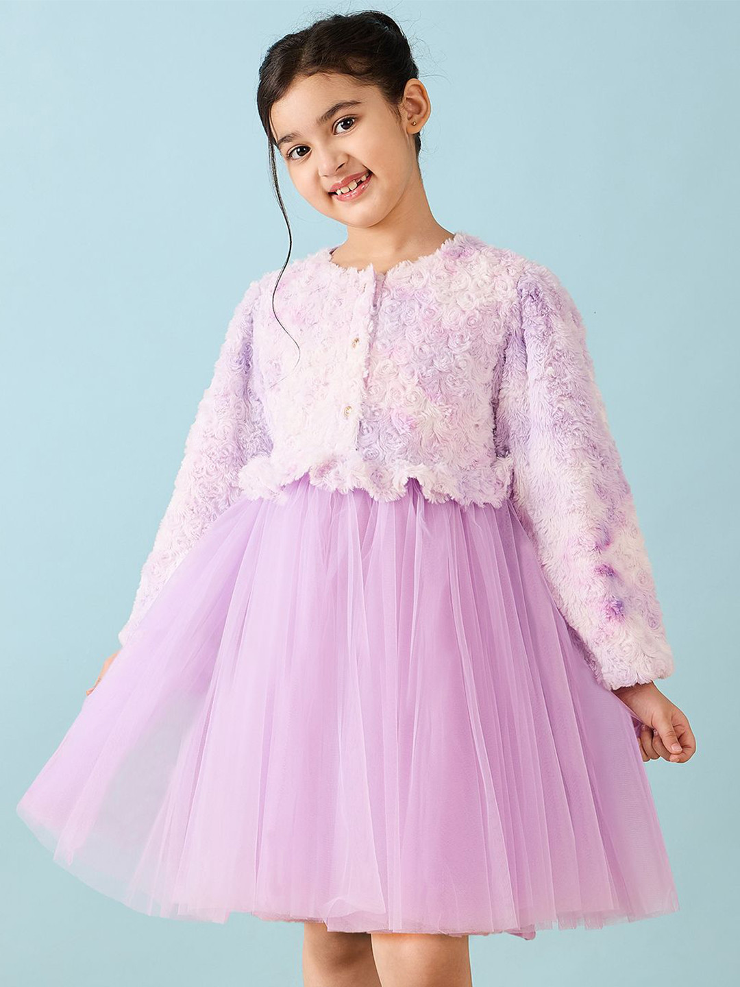 Stylo Bug Girls Fit & Flare Long Sleeves Dress