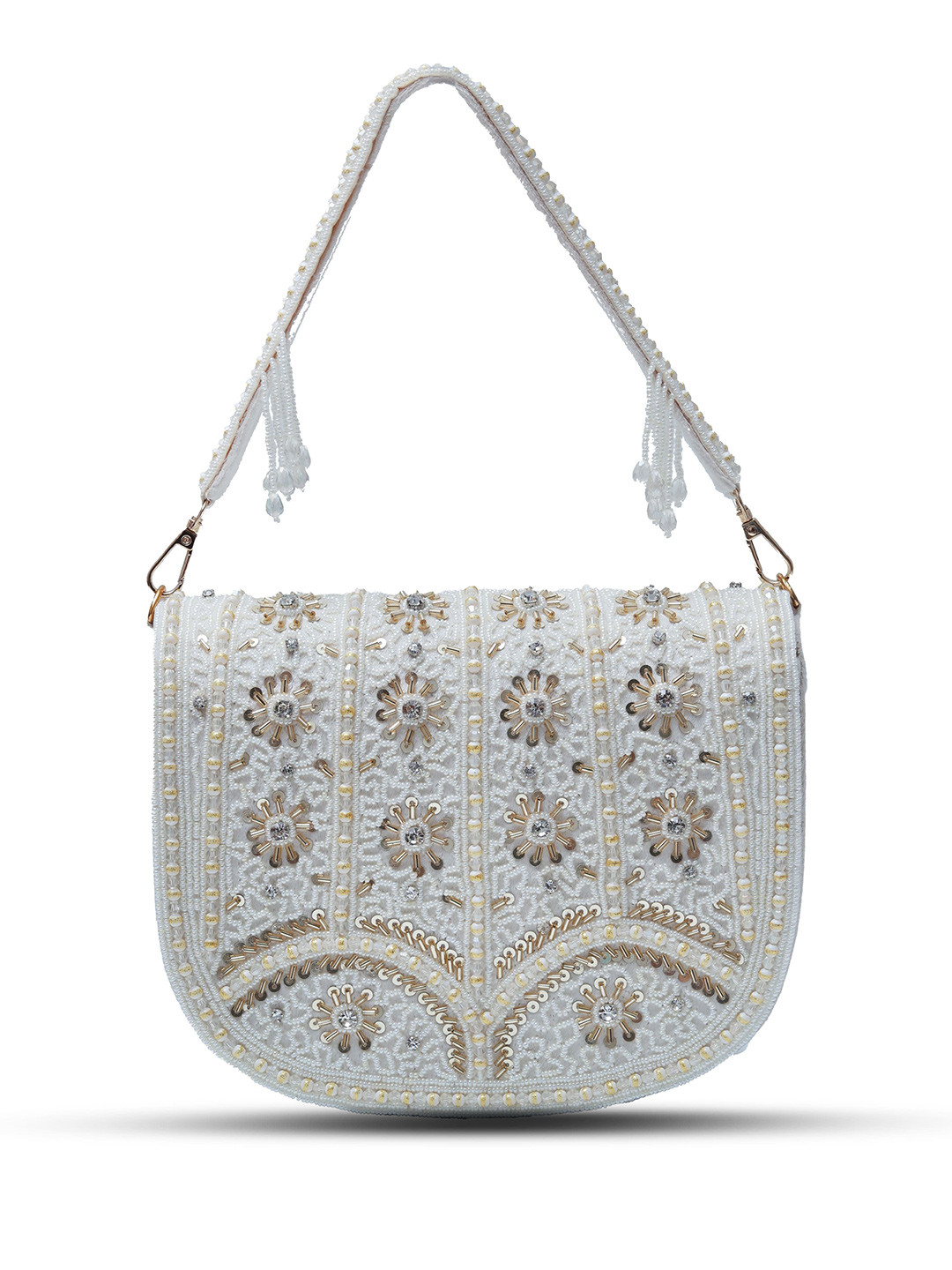 THE TAN CLAN Kavya Embroidered Flap Over Foldover Clutch