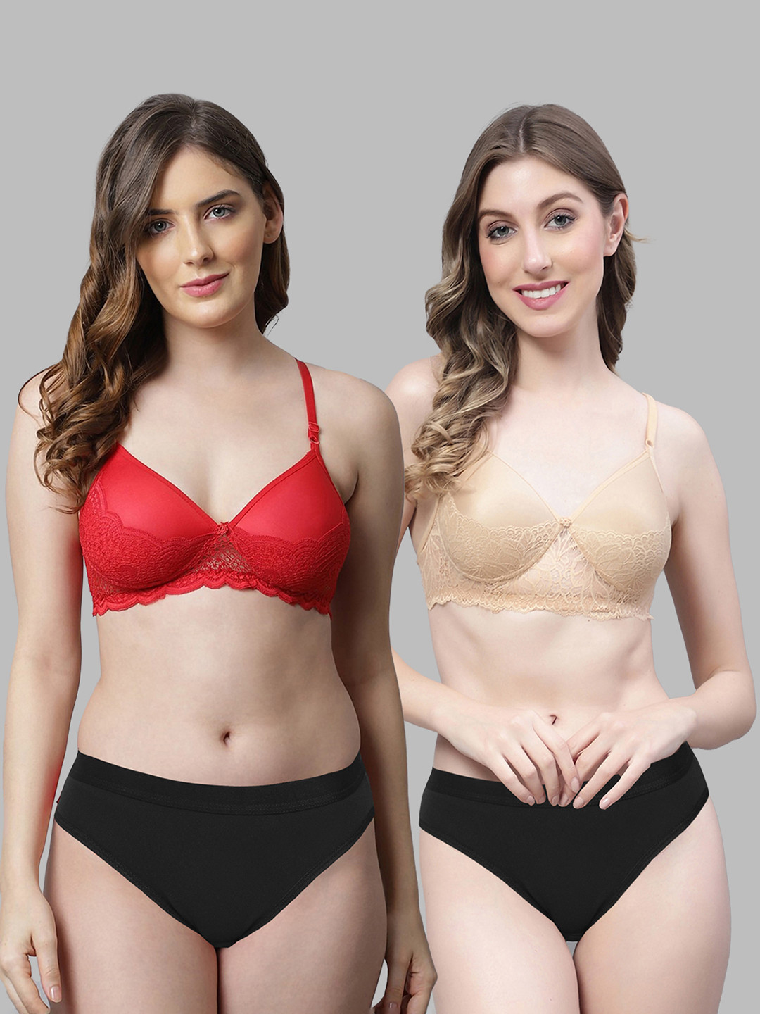 AROUSY Pack Of 2 Lightly Padded Cotton Lingerie Set A-Hafiz-Set2