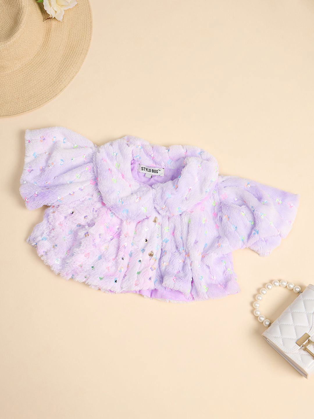 Stylo Bug Girls Embellished Crop Shrug