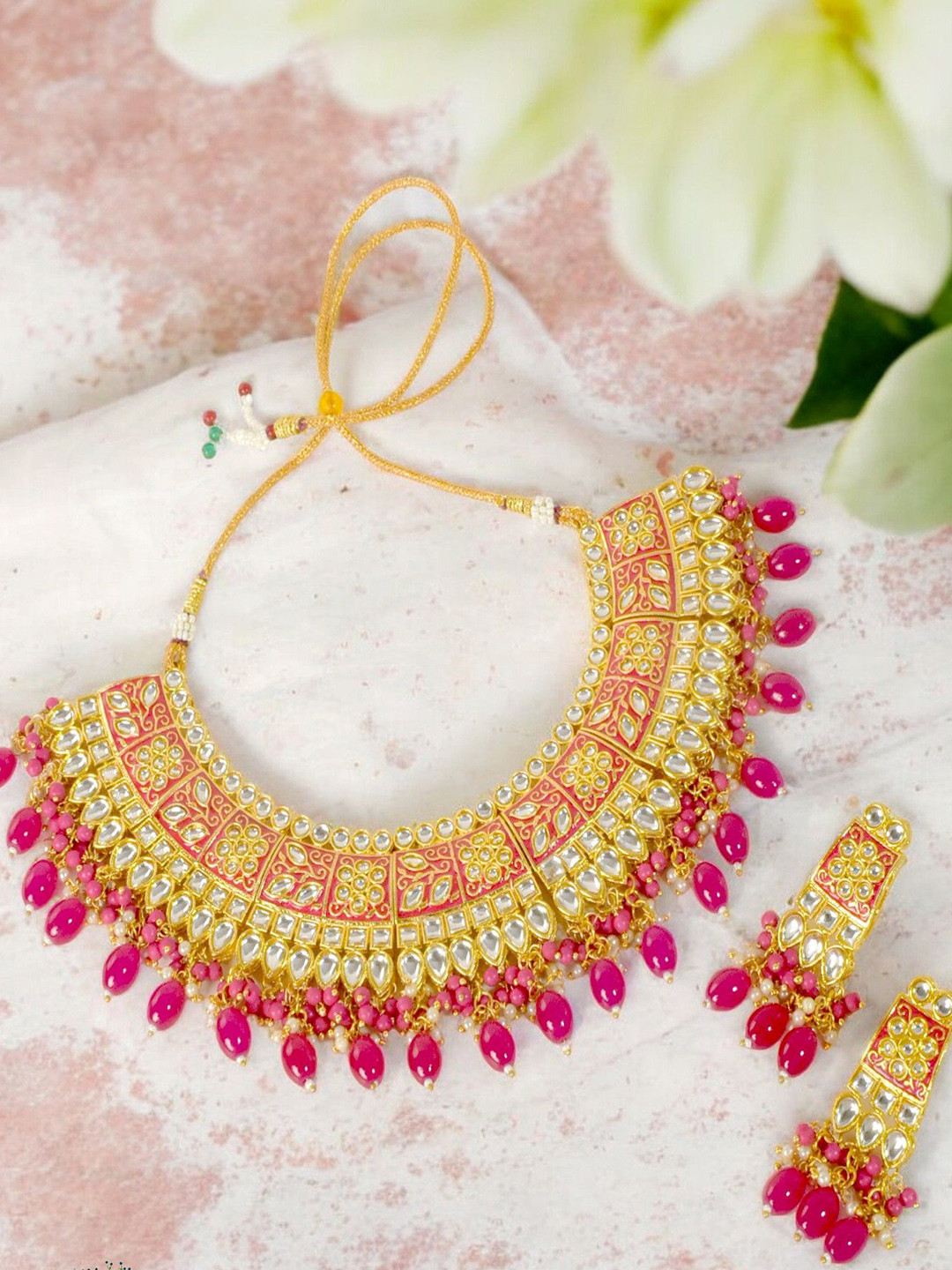TISHUL JEWELS Gold Plated & Beaded Jewellery Set