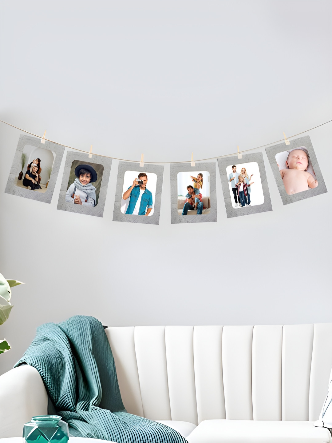Art Street Grey & Off White 6 Pieces Wall Photo Frames With Clips & Thread