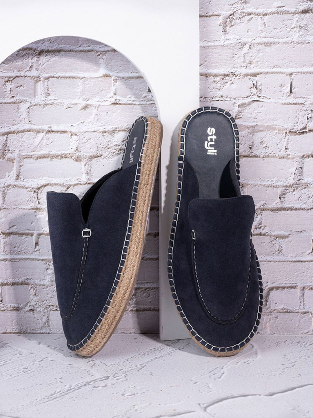 Styli Men Faux Suede Espadrilles With Contrast Binding