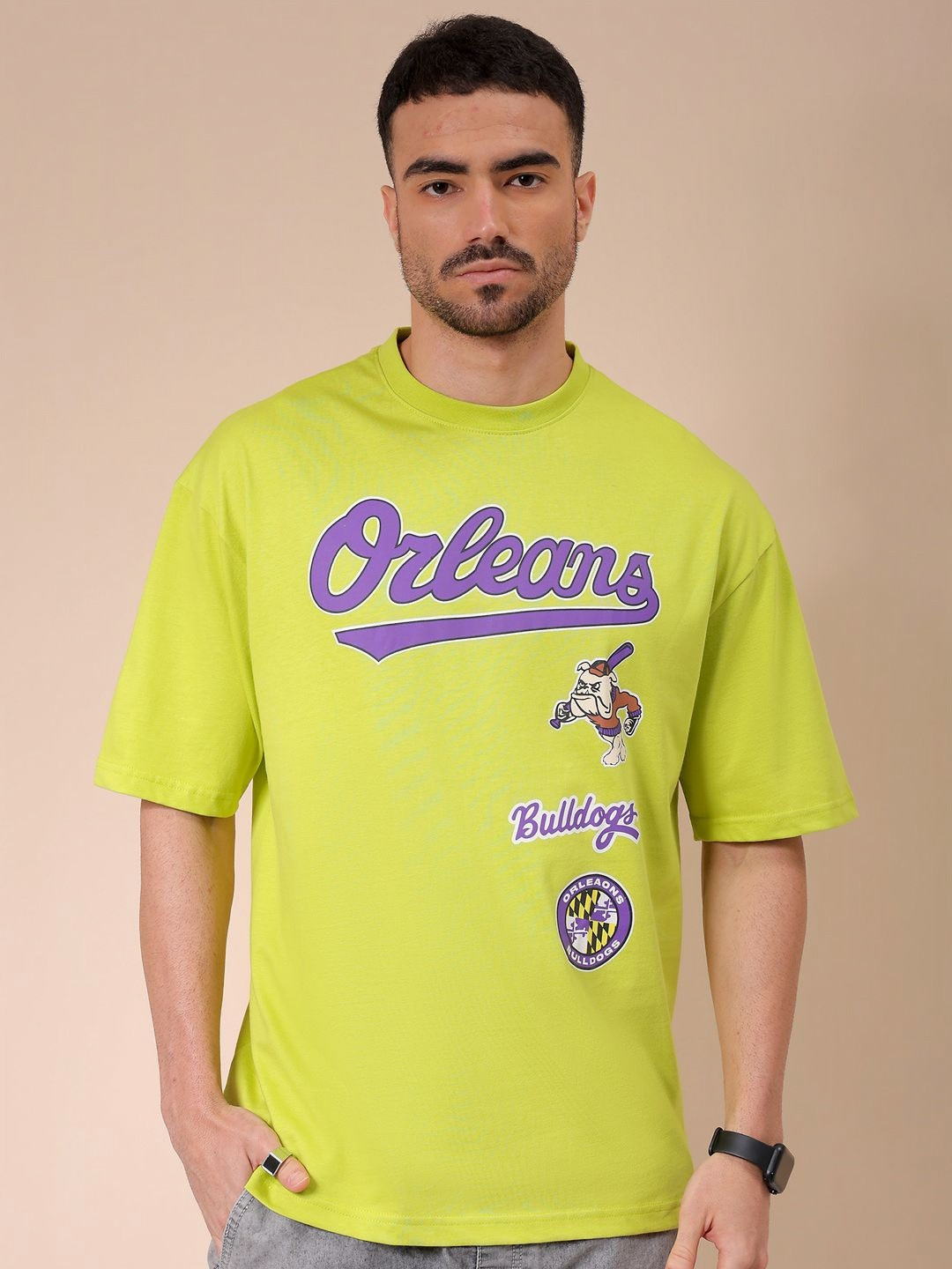 The Indian Garage Co Typography Printed Pure Cotton Oversized T-shirt