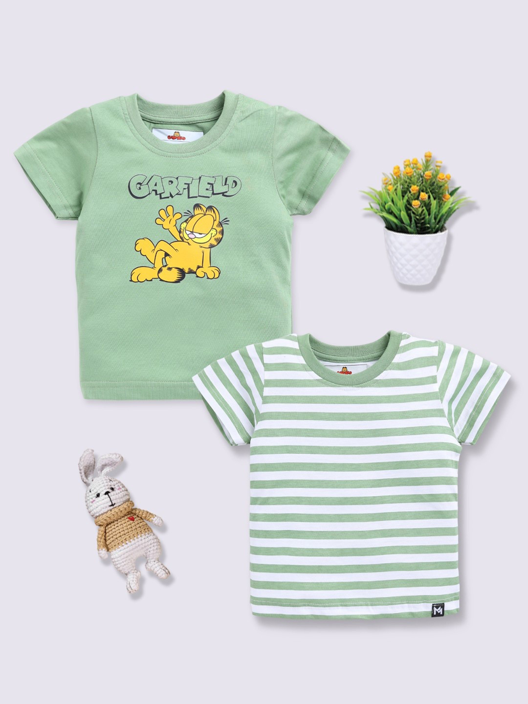 YK X Minute Mirth Boys Pack of 2 Printed Pure Cotton T-shirt