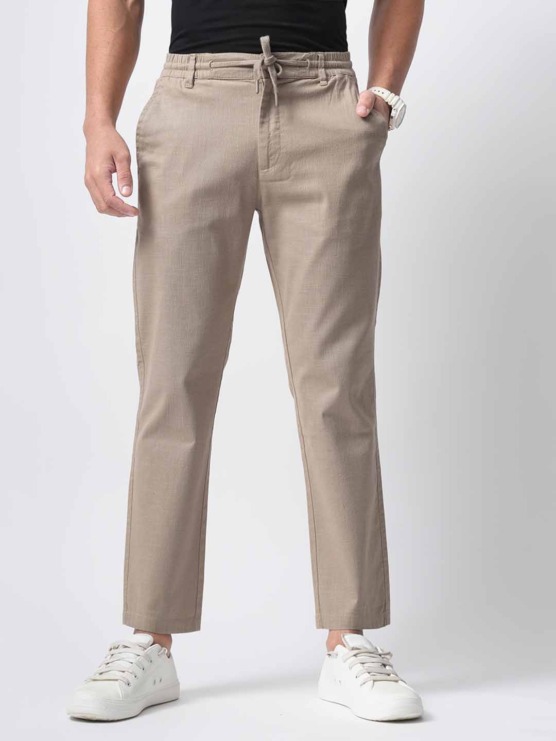 British Club Men Solid Comfort Slim Fit Low-Rise Cargos Trousers