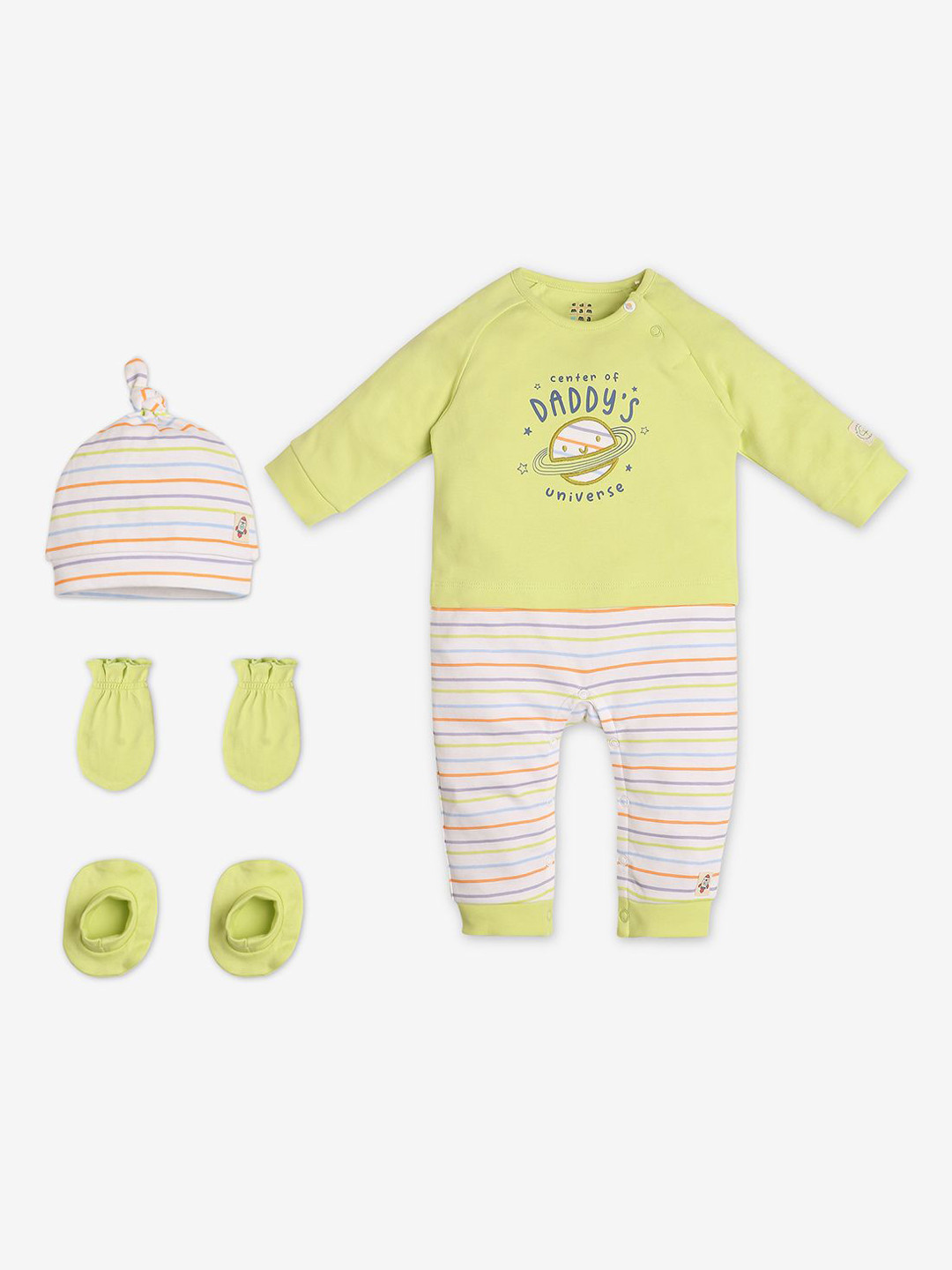 Ed-a-Mamma Baby Infants Set Of 4 Striped Cotton Baby Apparel Gift Set