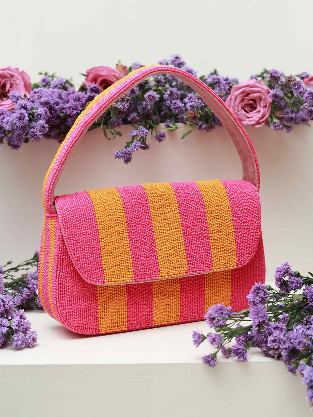 THE TAN CLAN Women Colourblocked Suede Structured Handheld Bag