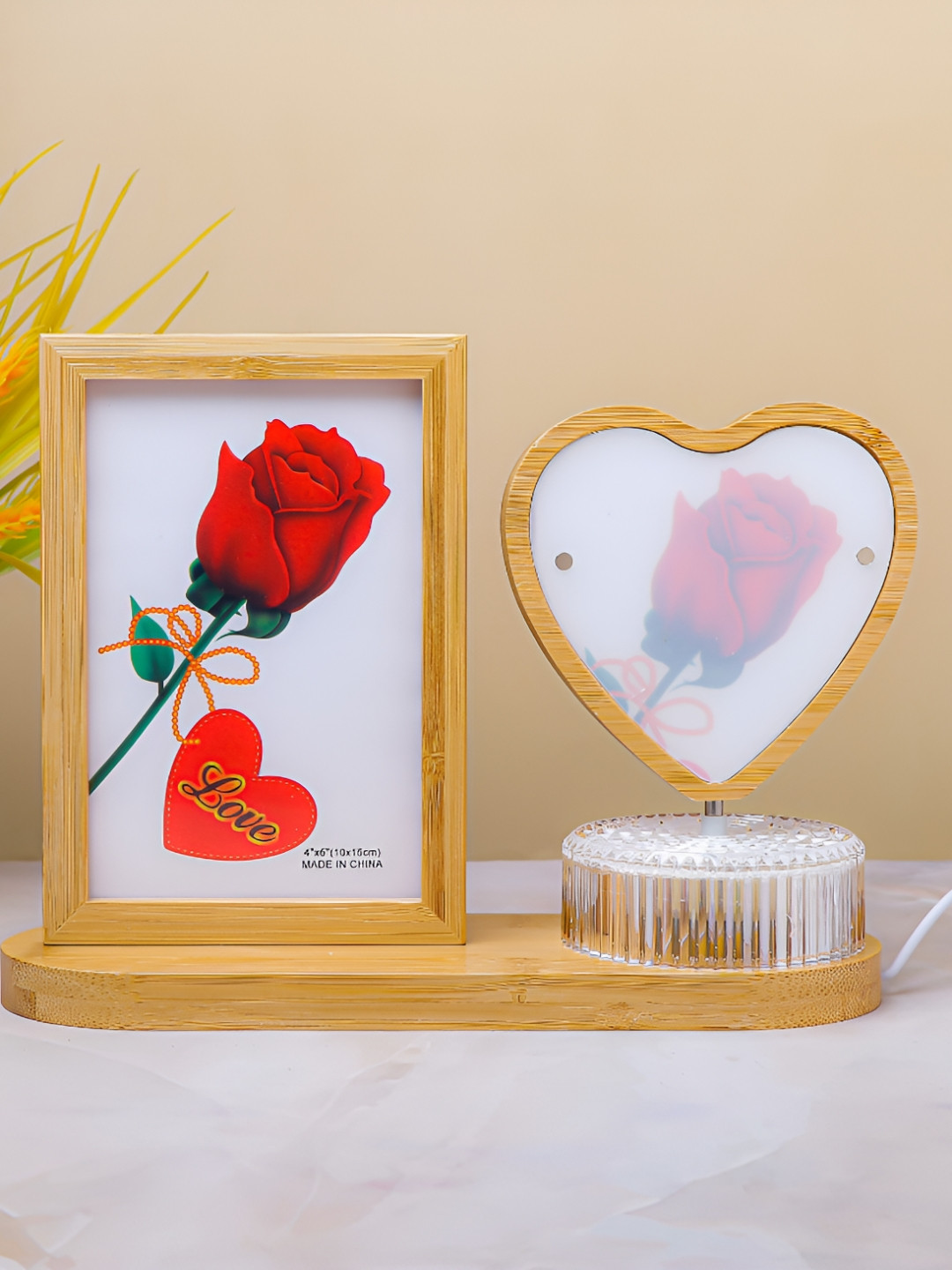 Archies Brown Wooden Square Table Photo Frame