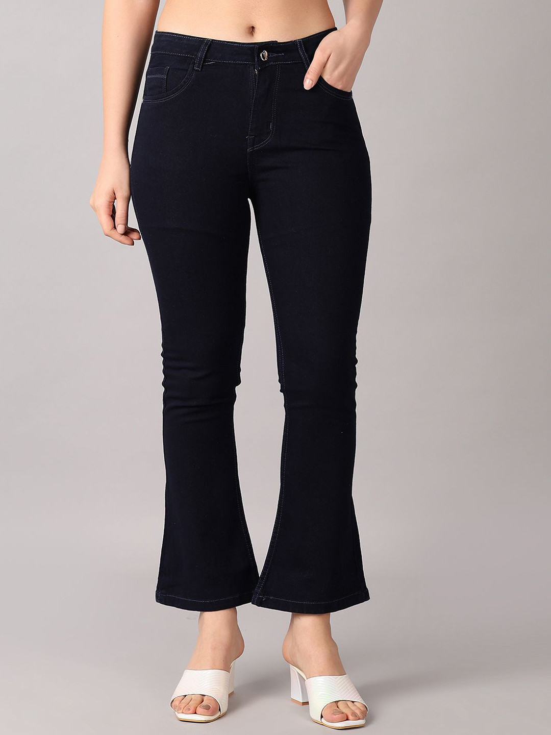 V-Mart Women Dark Blue Solid Regular Fit Jeans