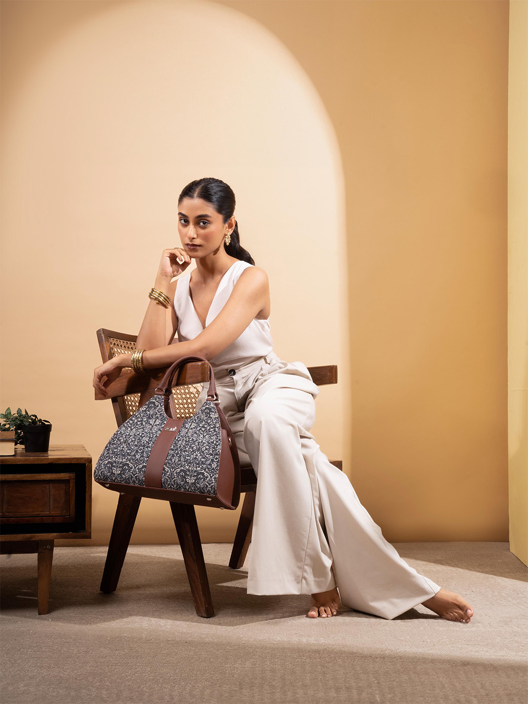 ZOUK Konkona Statement Satchel Bag - Lattice lace