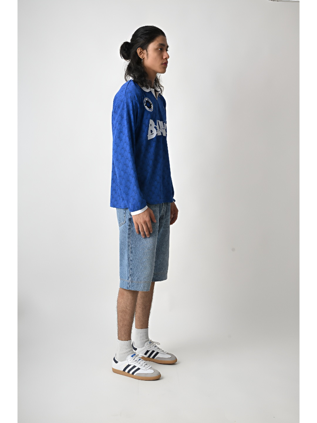 BAWSE. Unisex Moisture Wicking Typography Printed Polo Collar Cotton Oversized T-shirt