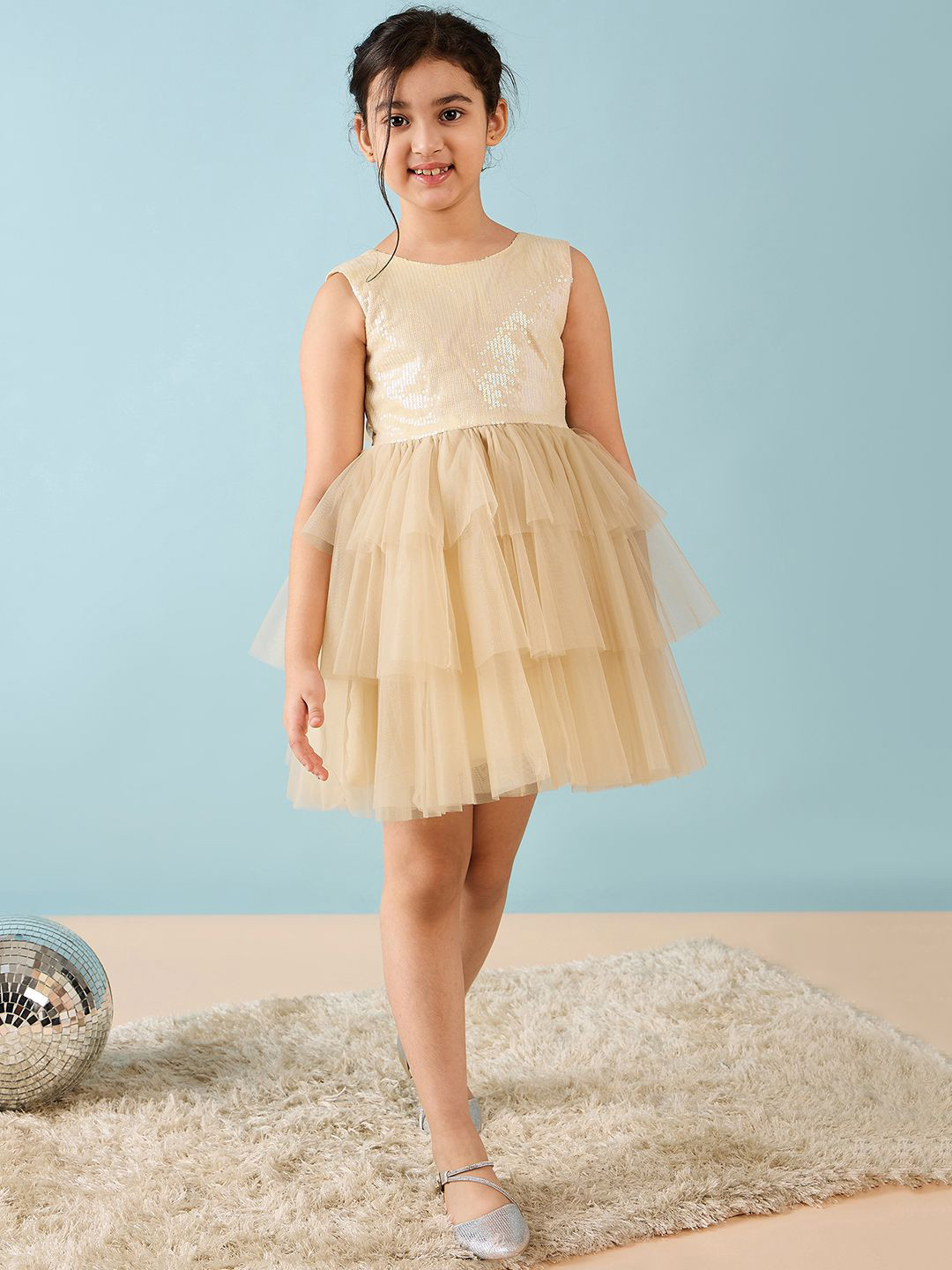 Stylo Bug Self Design Fit & Flare Dress