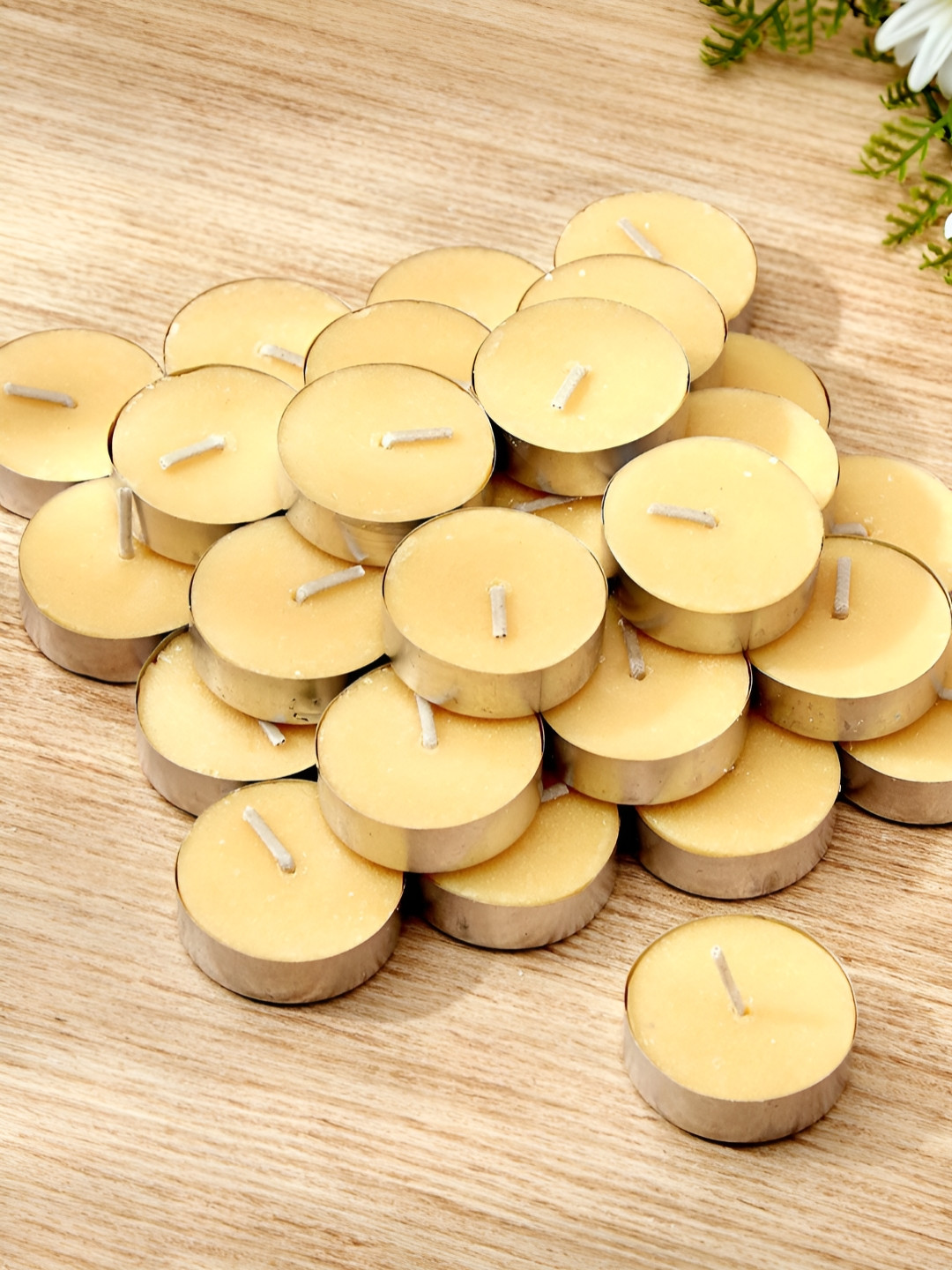 Aromatic Fables Blended Wax 50Pcs 1 Wick Citrus Solid Round Regular Tea Light Candles