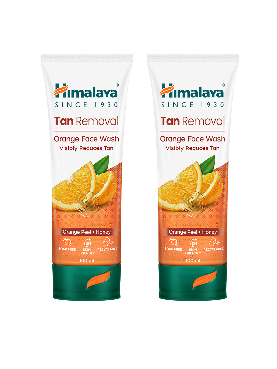 Himalaya Set of 2 Tan Removal Orange Face Wash with Honey & Papaya - 100 ml each
