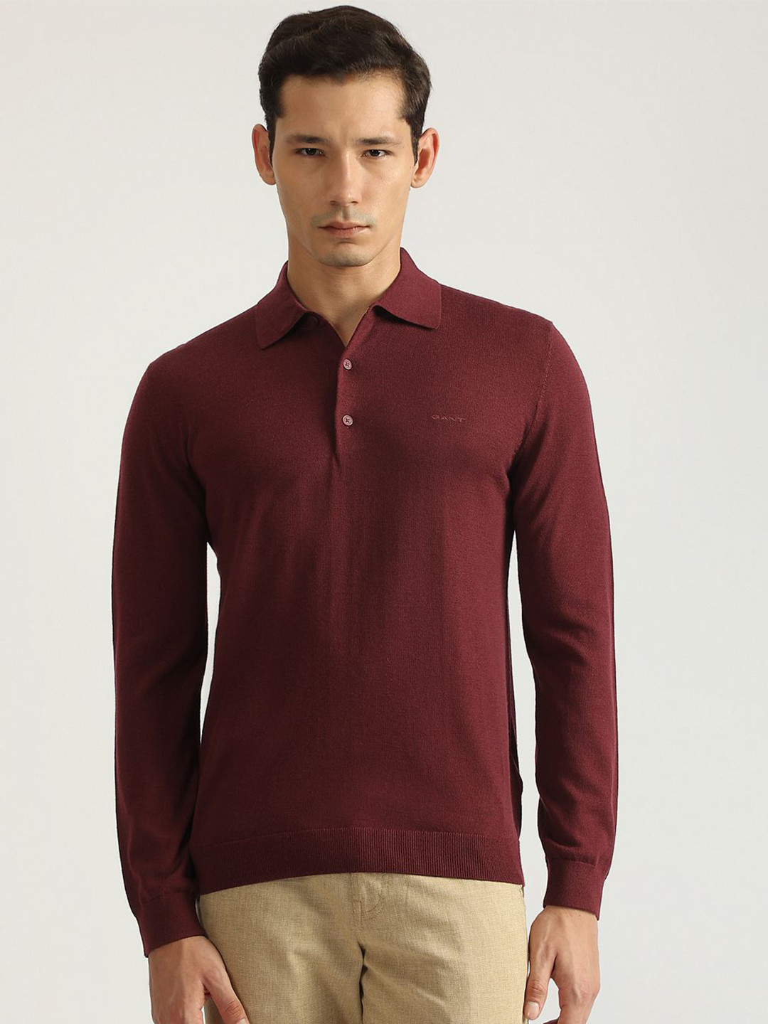 GANT Men Collared Full Sleeves Pullover Style Sweater