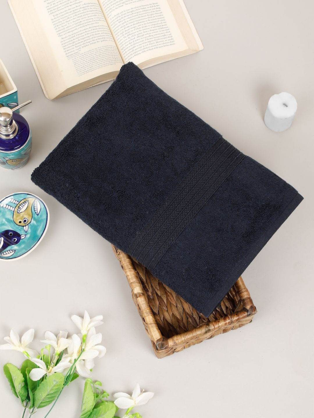 Creeva Classic Navy Blue Cotton 550 GSM Bath Towel