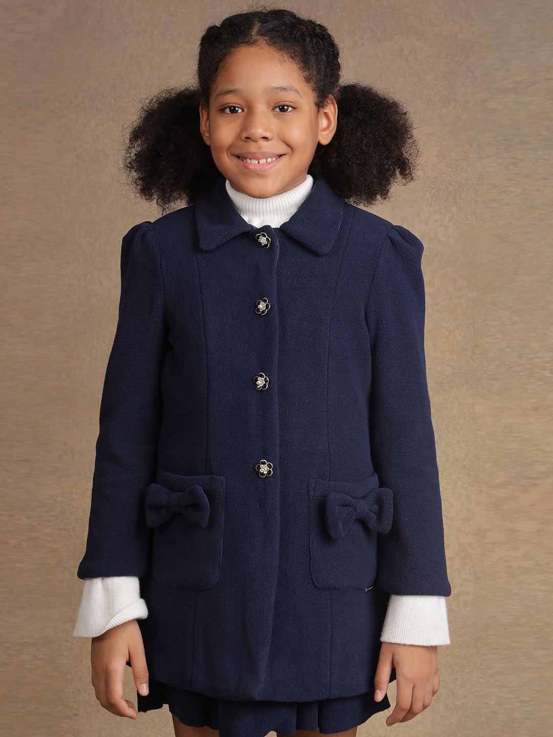 One Friday Girls Long Sleeve Single-Breasted Overcoat