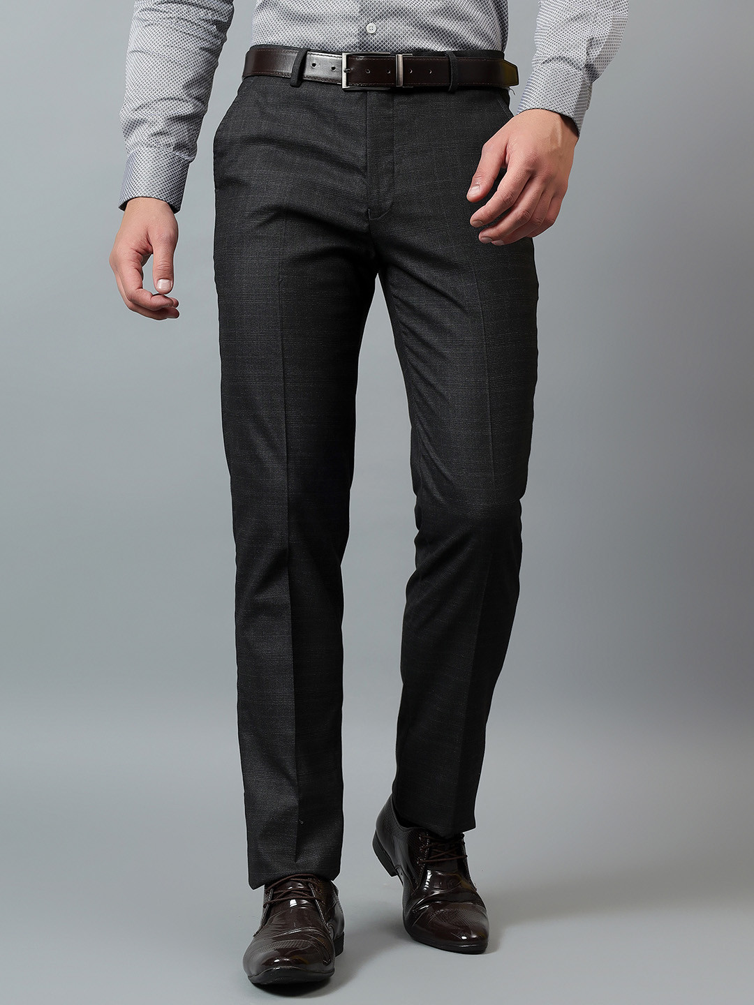 Ostermann Men Solid Non-Pleated Formal Trouser