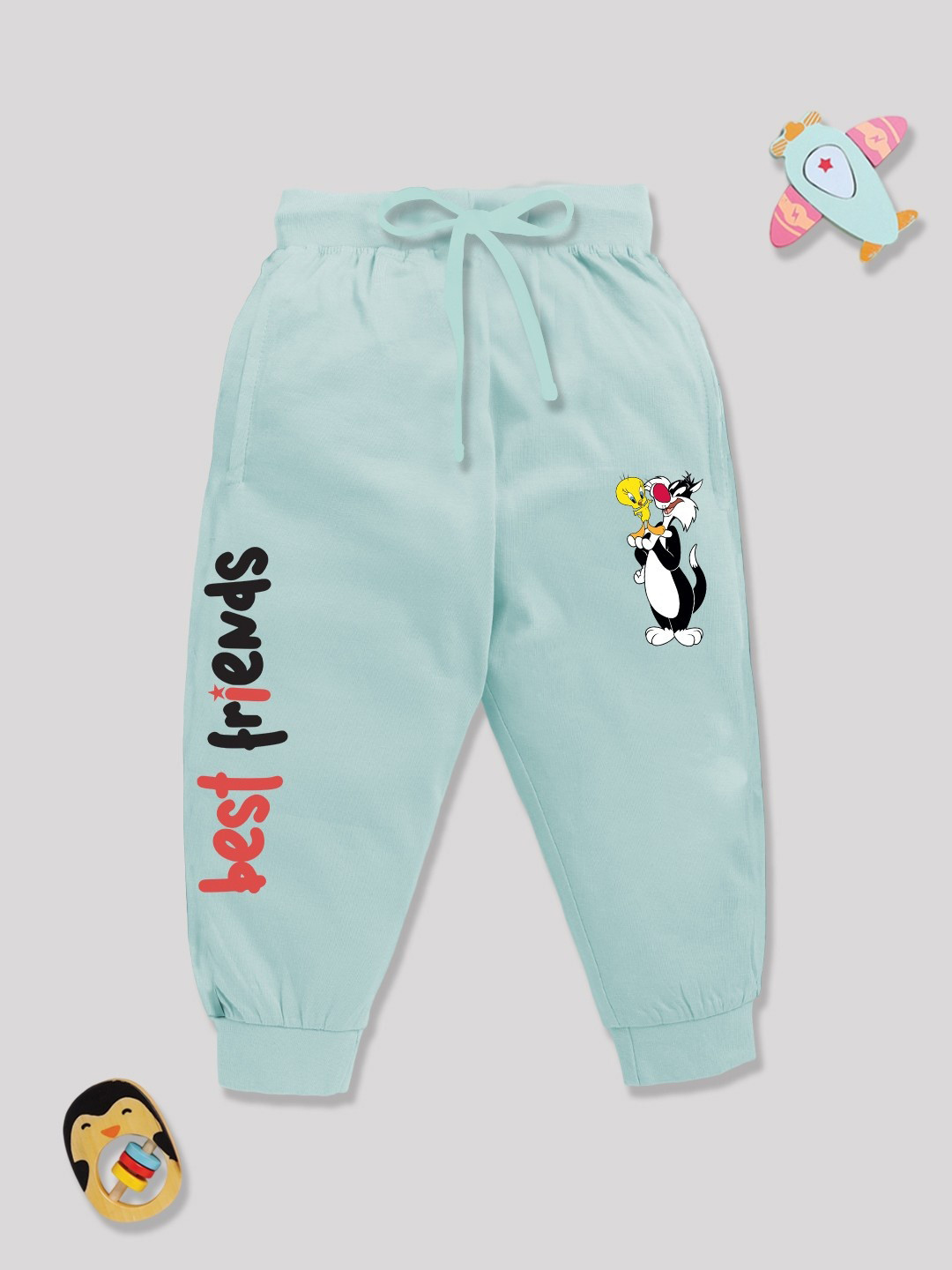 YK X Minute Mirth Boys Looney Tunes Printed Pure Cotton Joggers