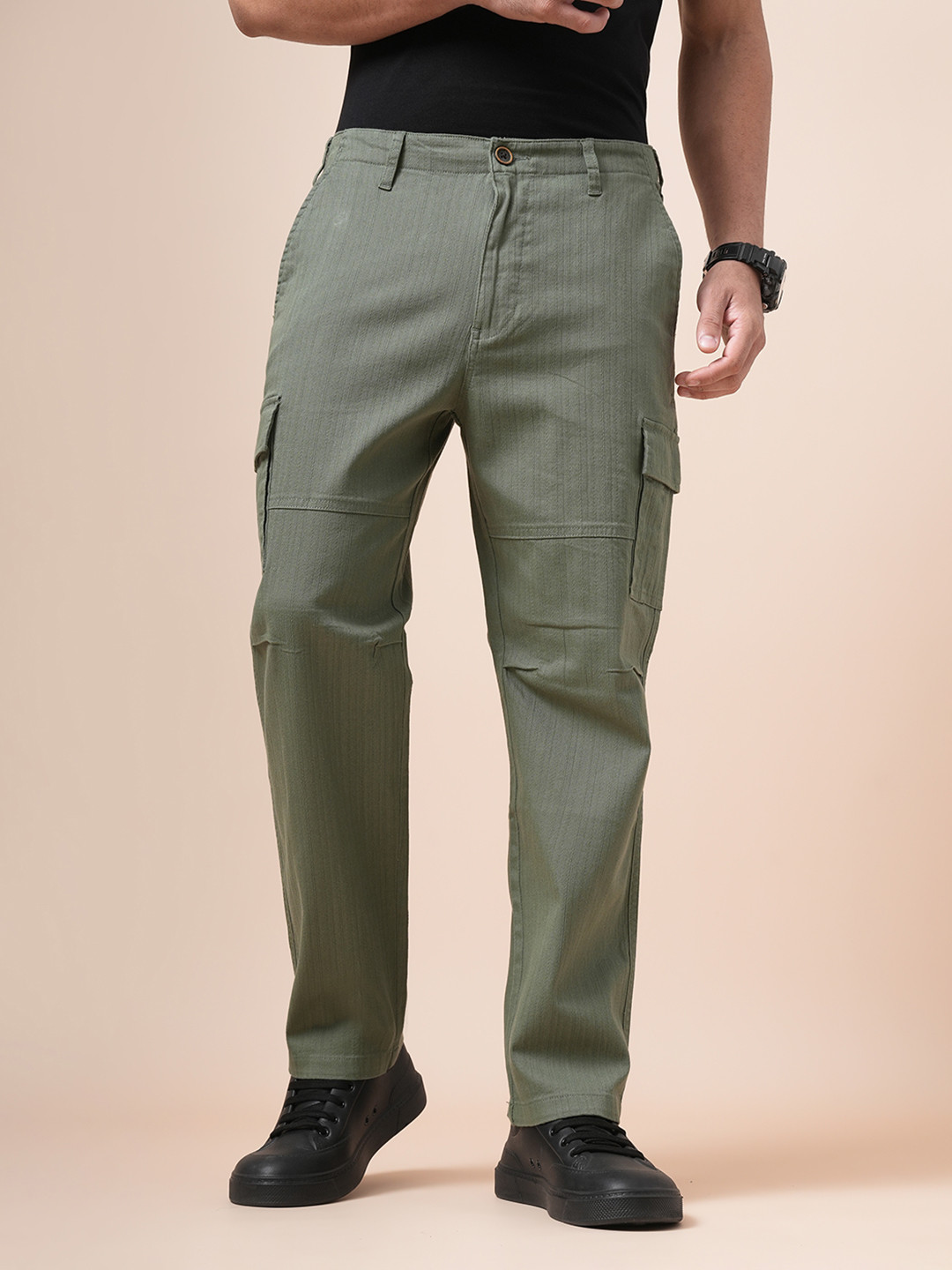 British Club Men Comfort Straight Fit Mid-Rise Cargos Trousers
