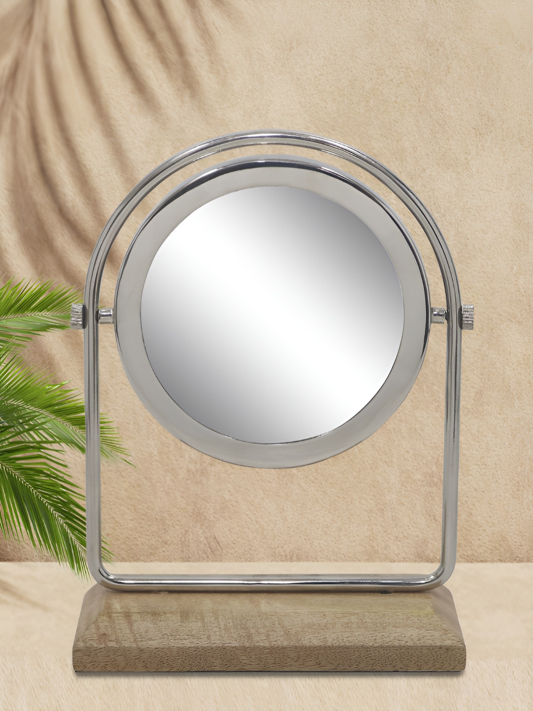 Metalsmith Brown & Silver-Toned Table Top Makeup Mirrors