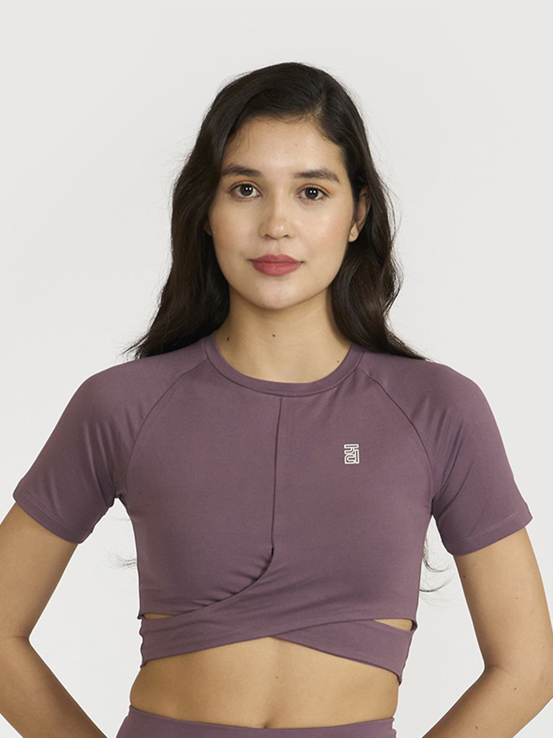 Hunnit Women Zen Front Wrap Stretchable Active Wear Crop Top